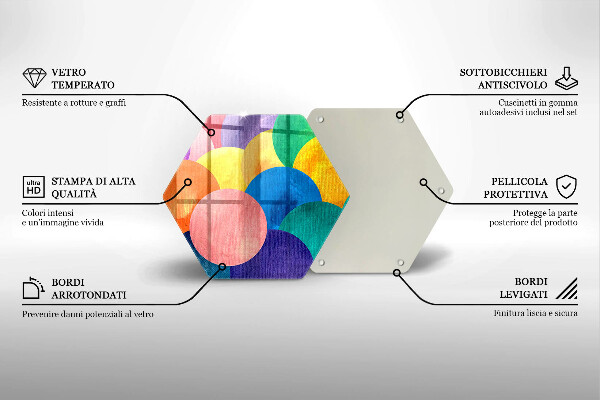 Skärbräda glas sexhörning Färgglada cirklar