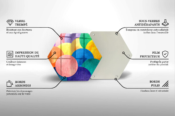 Skärbräda glas sexhörning Färgglada cirklar
