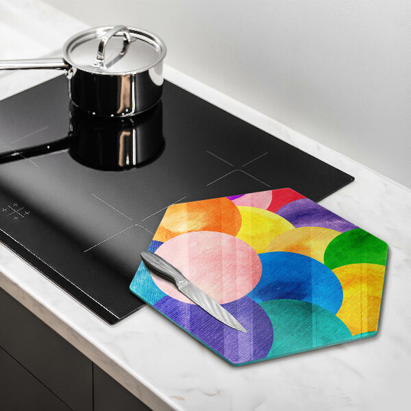 Skärbräda glas sexhörning Färgglada cirklar