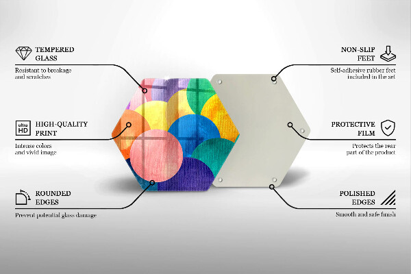 Skärbräda glas sexhörning Färgglada cirklar