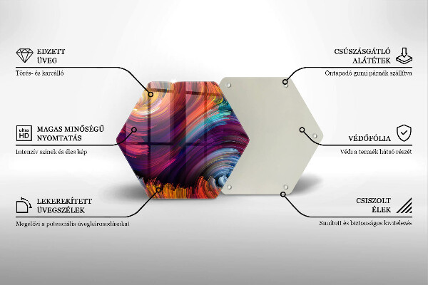Skärbräda glas sexhörning Färgglada höjdpunkter