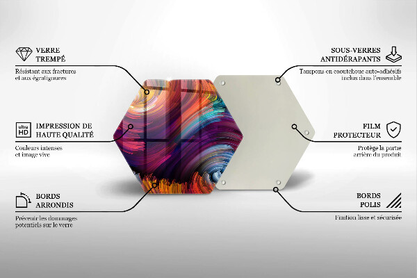 Skärbräda glas sexhörning Färgglada höjdpunkter