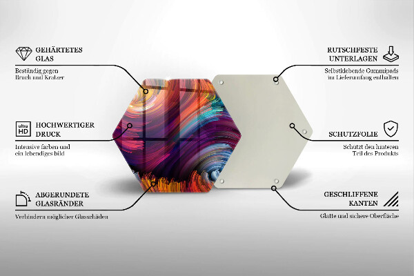 Skärbräda glas sexhörning Färgglada höjdpunkter