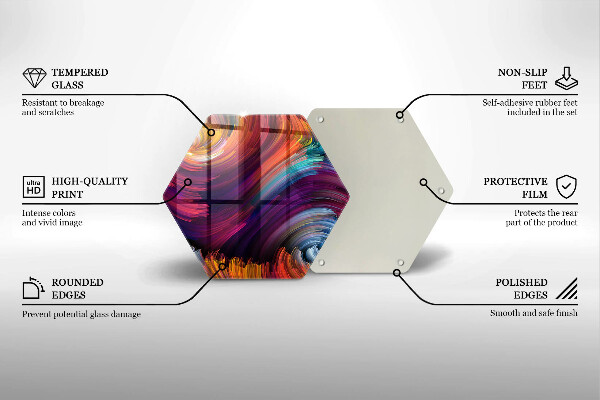 Skärbräda glas sexhörning Färgglada höjdpunkter