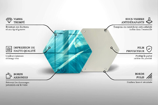 Skärbräda glas sexhörning Fina fjädrar