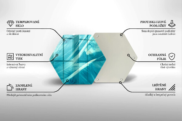 Skärbräda glas sexhörning Fina fjädrar