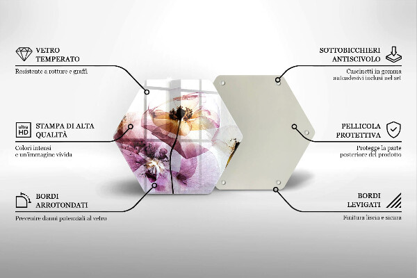 Skärbräda glas sexhörning Fina blommor