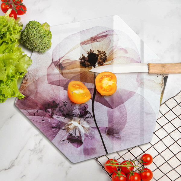 Skärbräda glas sexhörning Fina blommor