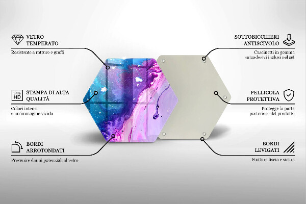Skärbräda glas sexhörning Abstraktionsbläck