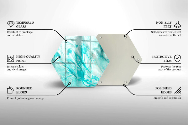 Skärbräda glas sexhörning Abstraktionsfärger