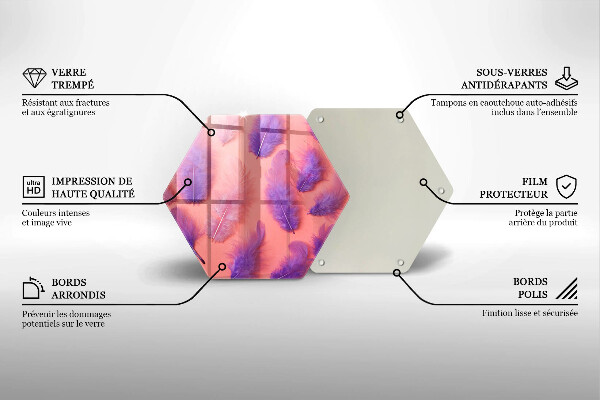 Skärbräda glas sexhörning Fluffiga fjädrar