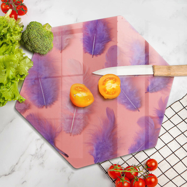 Skärbräda glas sexhörning Fluffiga fjädrar