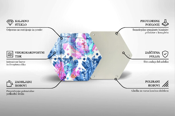 Skärbräda glas sexhörning Fjädrar boho illustration