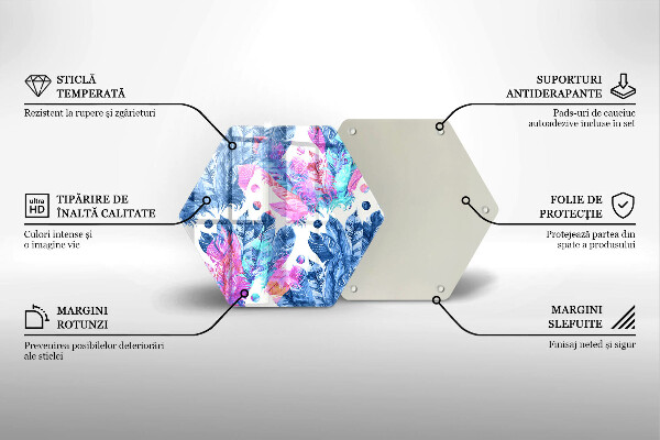 Skärbräda glas sexhörning Fjädrar boho illustration