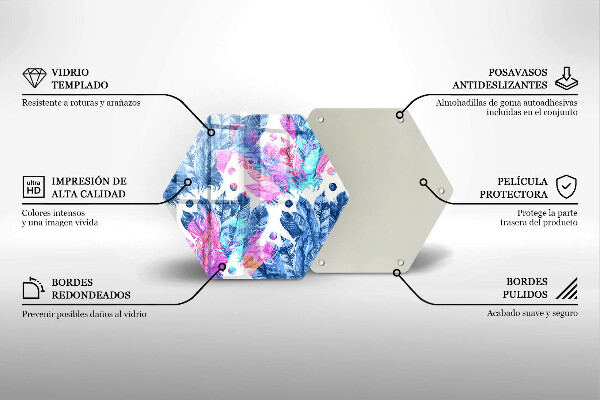 Skärbräda glas sexhörning Fjädrar boho illustration