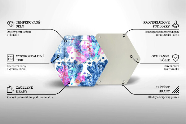 Skärbräda glas sexhörning Fjädrar boho illustration