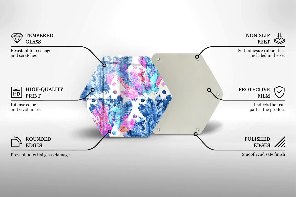 Skärbräda glas sexhörning Fjädrar boho illustration