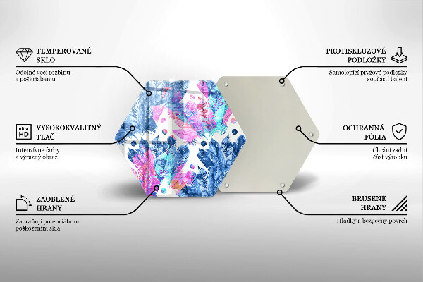 Skärbräda glas sexhörning Fjädrar boho illustration