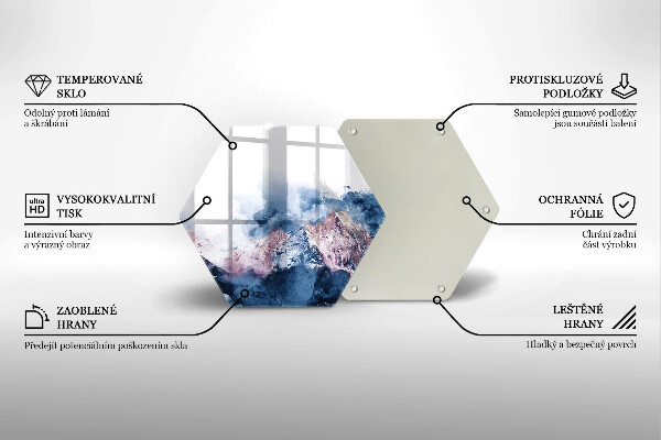 Skärbräda glas sexhörning Abstrakt målade berg