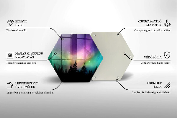 Skärbräda glas sexhörning Aurora borealis och skog