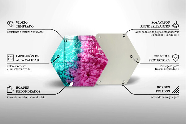 Skärbräda glas sexhörning Turkos-rosa rök