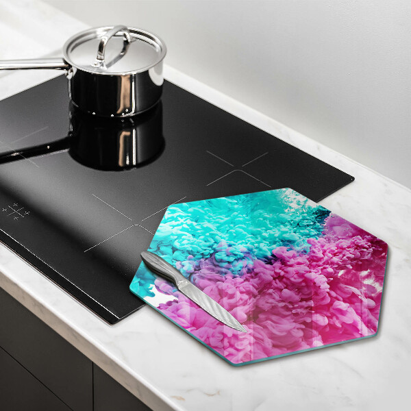 Skärbräda glas sexhörning Turkos-rosa rök