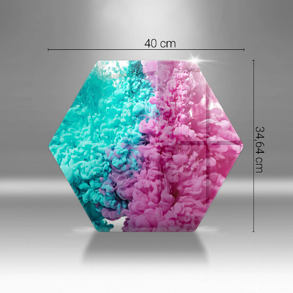Skärbräda glas sexhörning Turkos-rosa rök