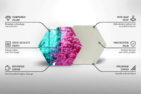 Skärbräda glas sexhörning Turkos-rosa rök