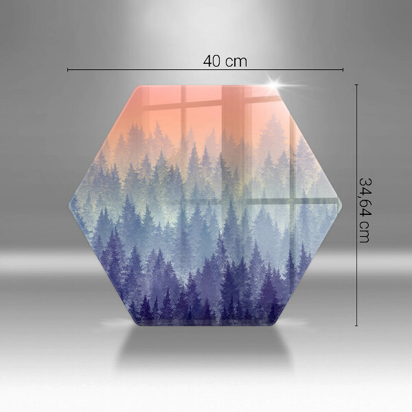 Skärbräda glas sexhörning Skog vid solnedgången