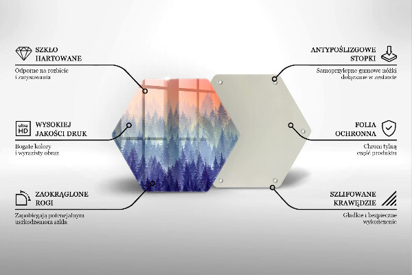 Skärbräda glas sexhörning Skog vid solnedgången
