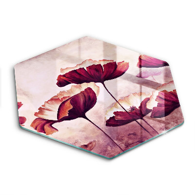 Skärbräda glas sexhörning Målning av blommor