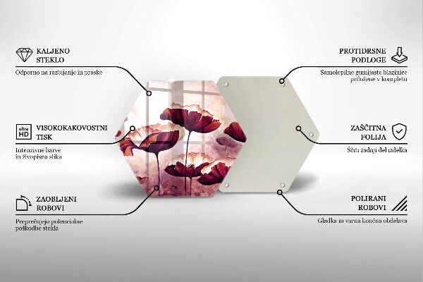 Skärbräda glas sexhörning Målning av blommor