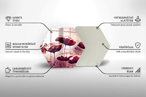 Skärbräda glas sexhörning Målning av blommor
