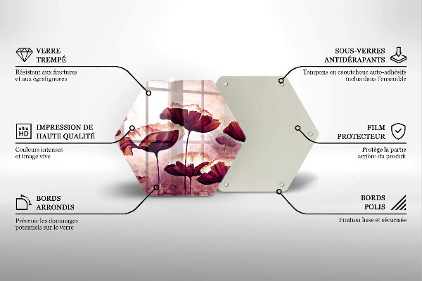 Skärbräda glas sexhörning Målning av blommor