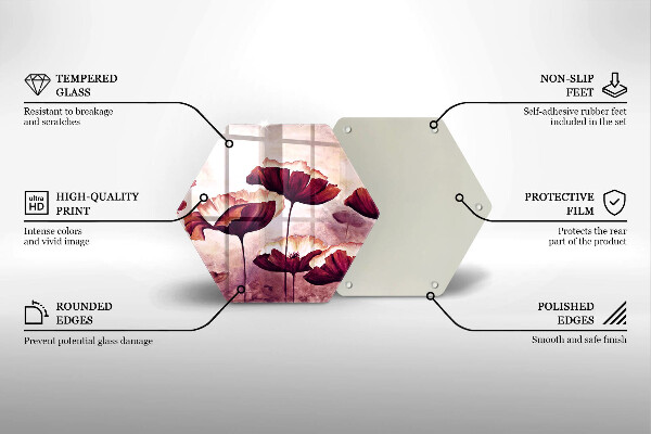 Skärbräda glas sexhörning Målning av blommor