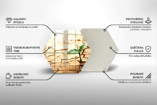 Skärbräda glas sexhörning En ensam växt