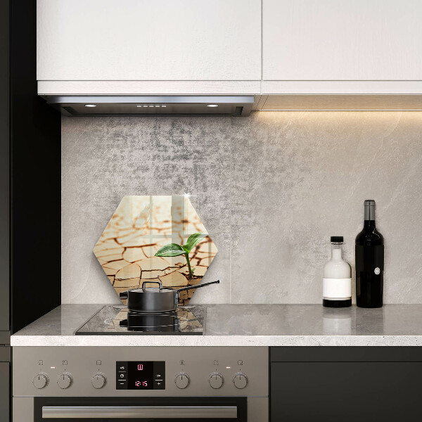 Skärbräda glas sexhörning En ensam växt