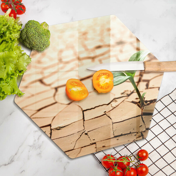 Skärbräda glas sexhörning En ensam växt