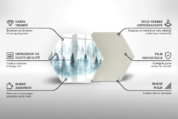 Skärbräda glas sexhörning Målad vinterskog