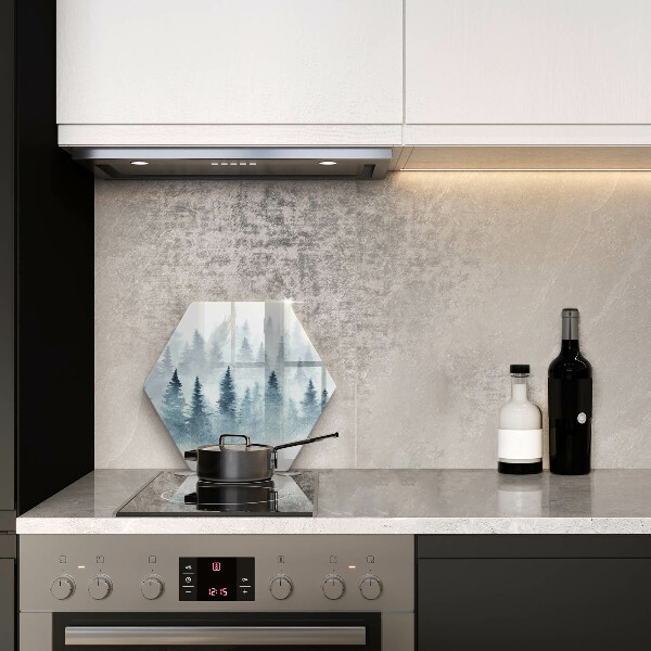 Skärbräda glas sexhörning Målad vinterskog