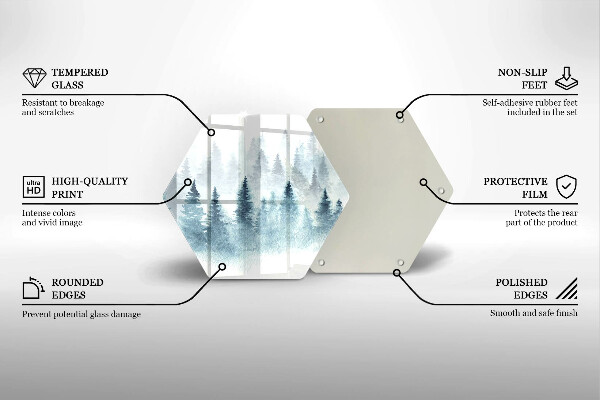 Skärbräda glas sexhörning Målad vinterskog