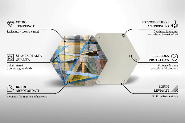 Skärbräda glas sexhörning Målade linjer abstraktion