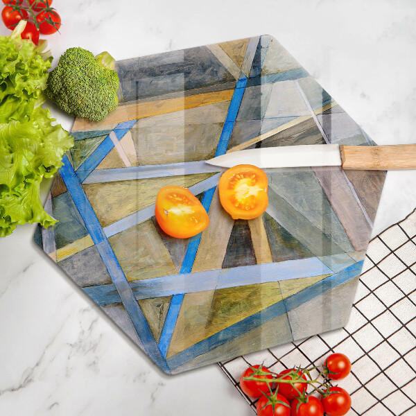 Skärbräda glas sexhörning Målade linjer abstraktion