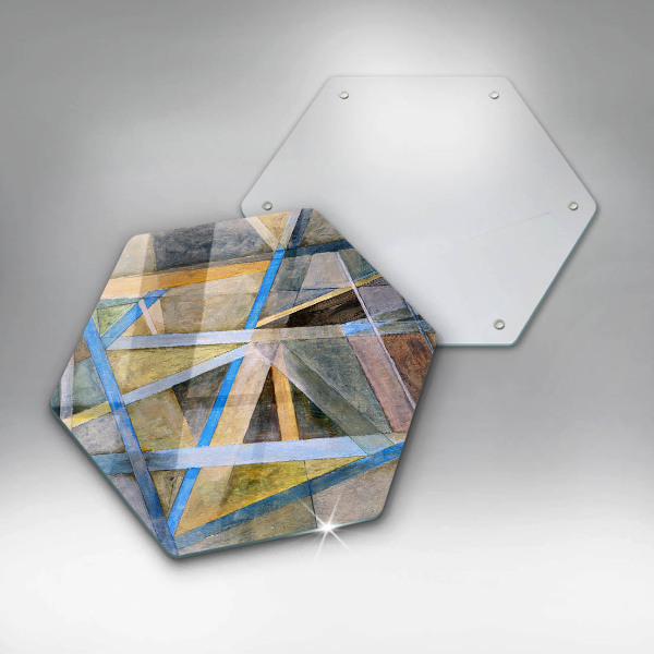 Skärbräda glas sexhörning Målade linjer abstraktion
