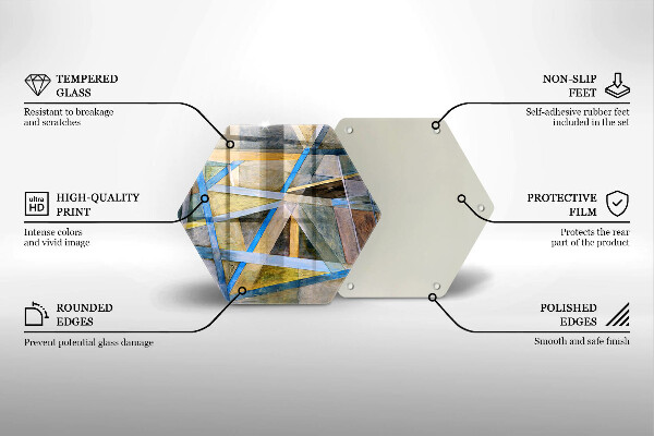 Skärbräda glas sexhörning Målade linjer abstraktion