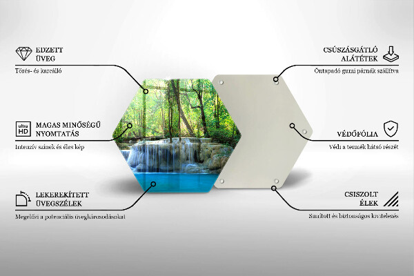 Skärbräda glas sexhörning Vattenfall i skogen