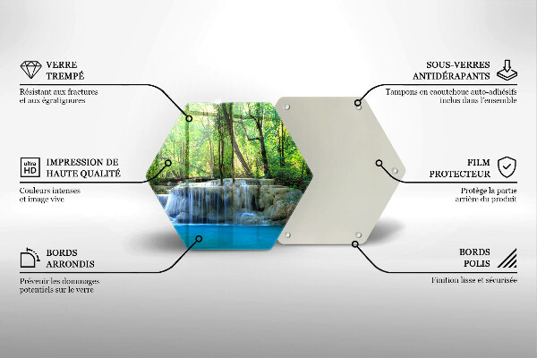 Skärbräda glas sexhörning Vattenfall i skogen