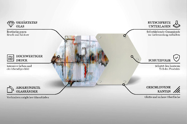 Skärbräda glas sexhörning Abstraktionsfärger