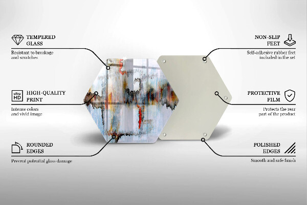 Skärbräda glas sexhörning Abstraktionsfärger