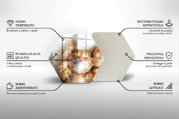 Skärbräda glas sexhörning Liten söt kattunge